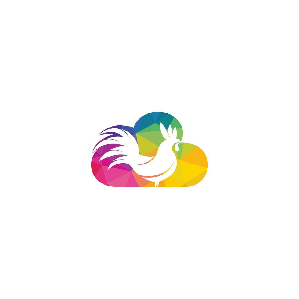 diseño de logotipo vectorial de gallo y nube. vector