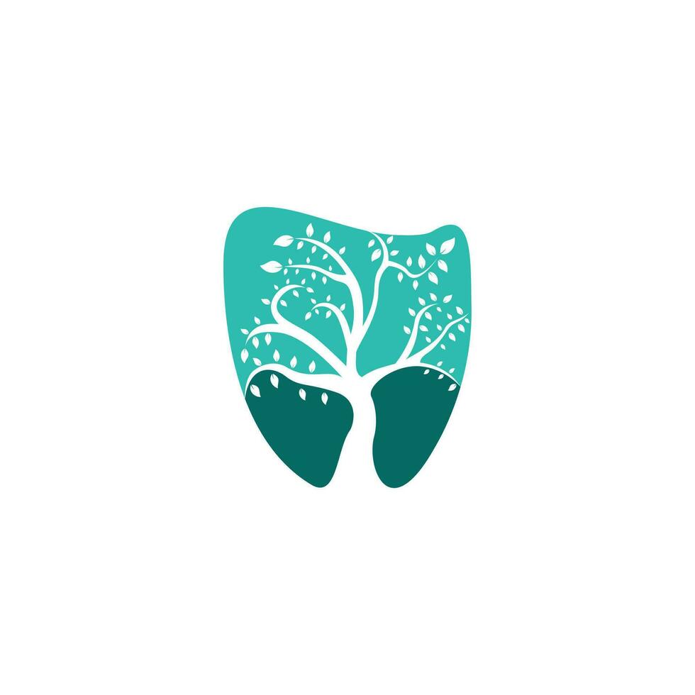 Dental health clinic logo design. Tooth tree vector logo design.