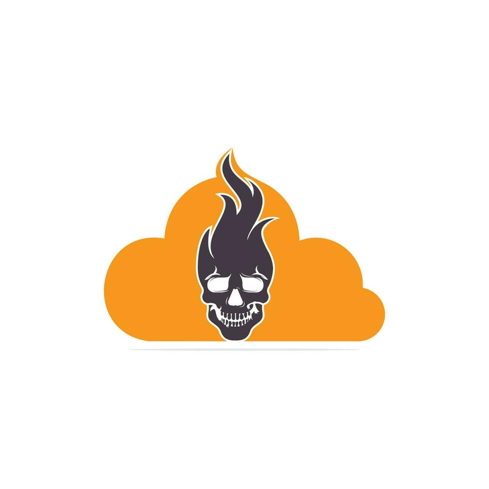 Skull with cloud logo design template. Skull in vintage style. vector