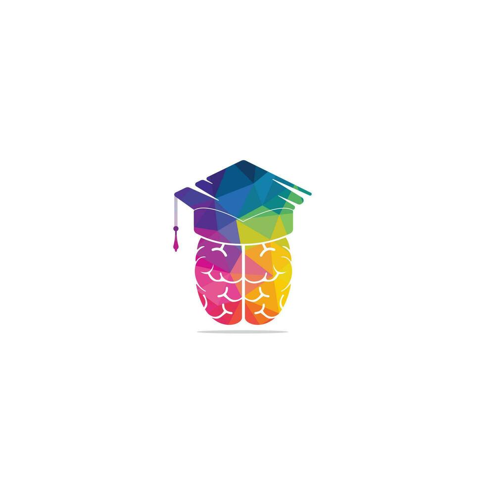 Brain and graduation cap icon design. Educational and institutional logo design. vector