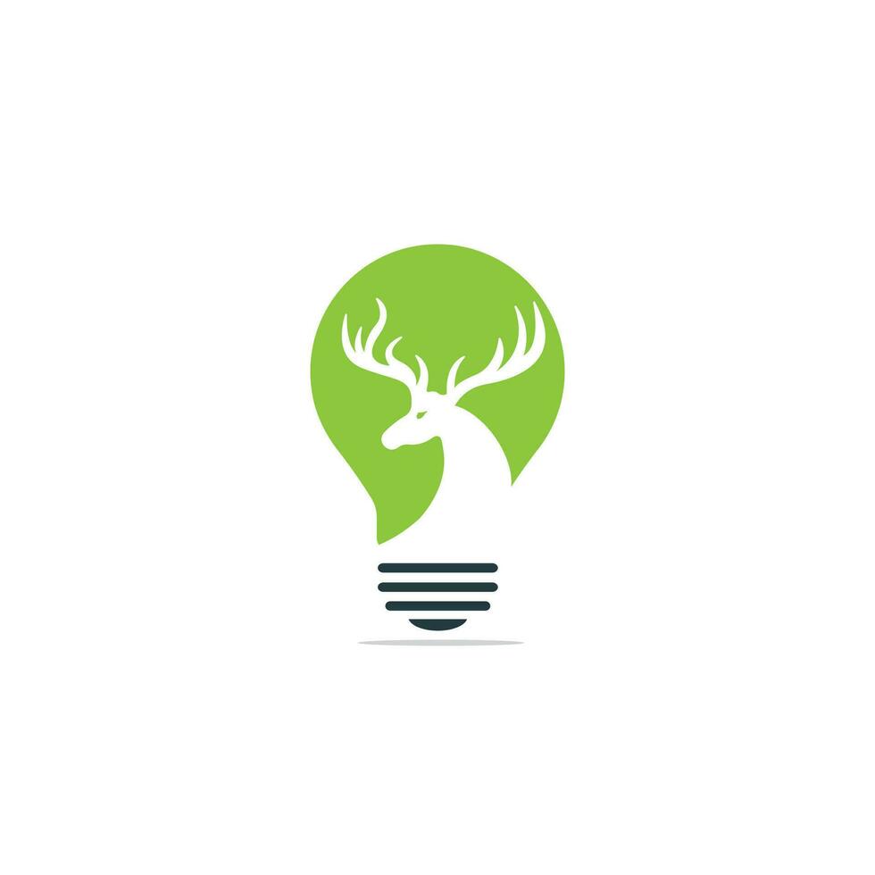 hermoso ciervo y un diseño de logo de bombilla eléctrica. vector