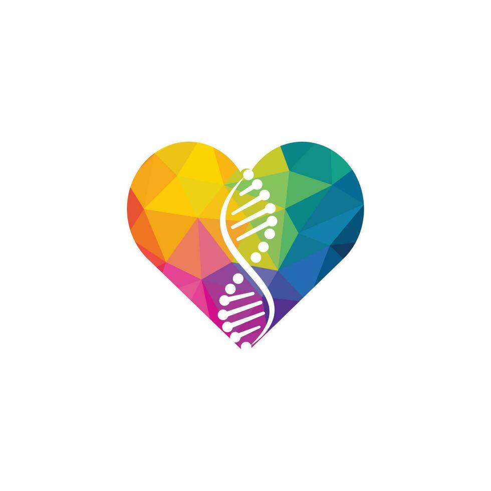 Science genetics and heart vector logo design. Genetic analysis, research biotech code DNA. Biotechnology genome chromosome.