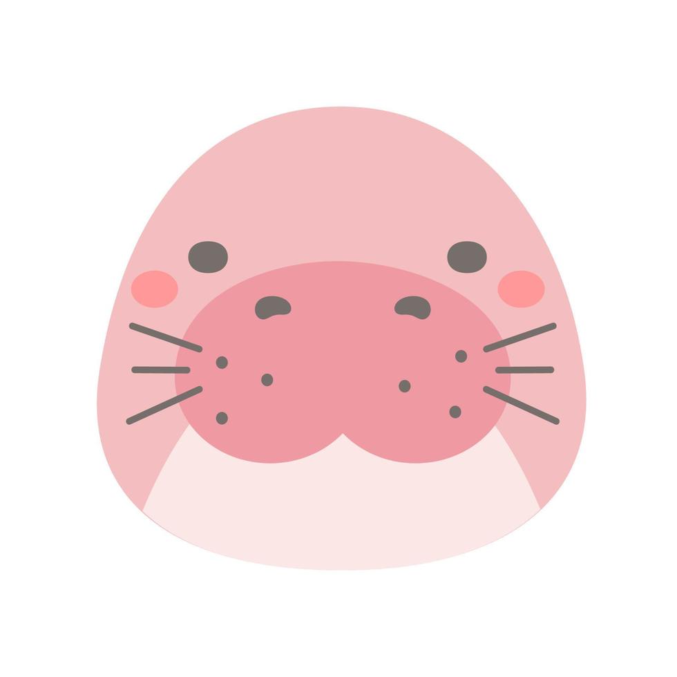 vector de dugongo lindo diseño de cara de animal para niños