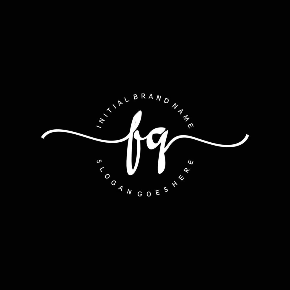 Initial FQ handwriting logo template vector