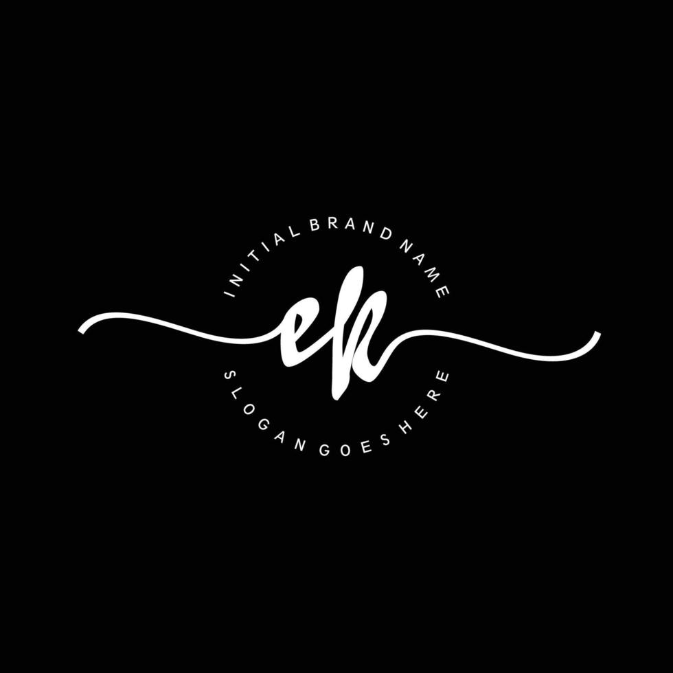 Initial EK handwriting logo template vector