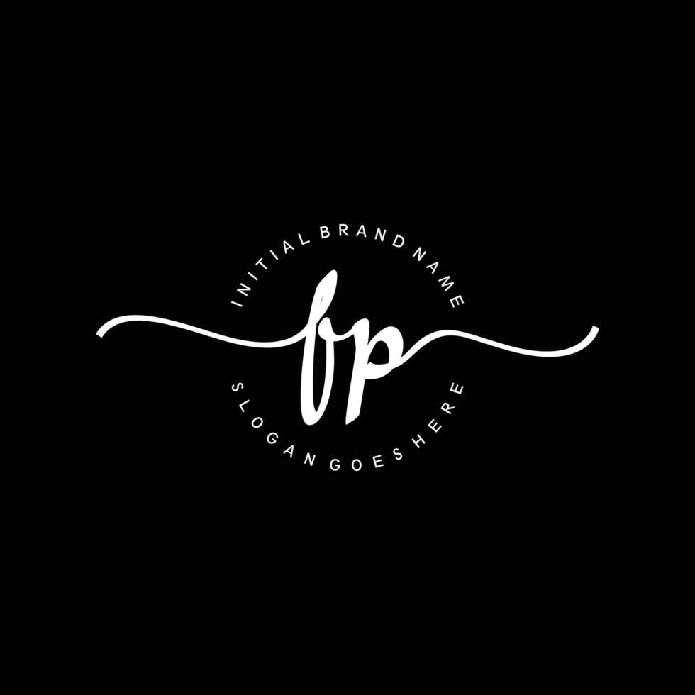 Initial FP handwriting logo template vector
