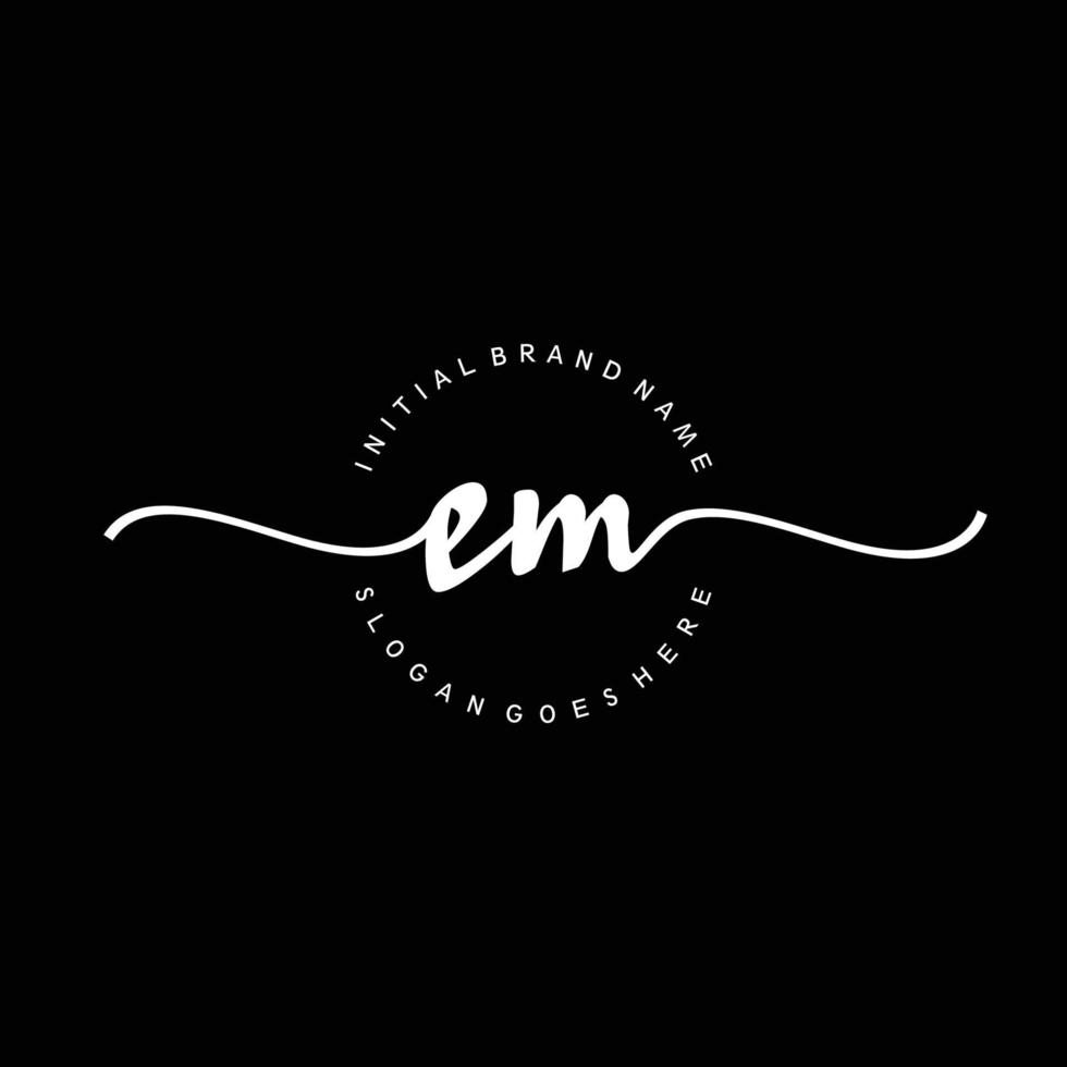 Initial EM handwriting logo template vector