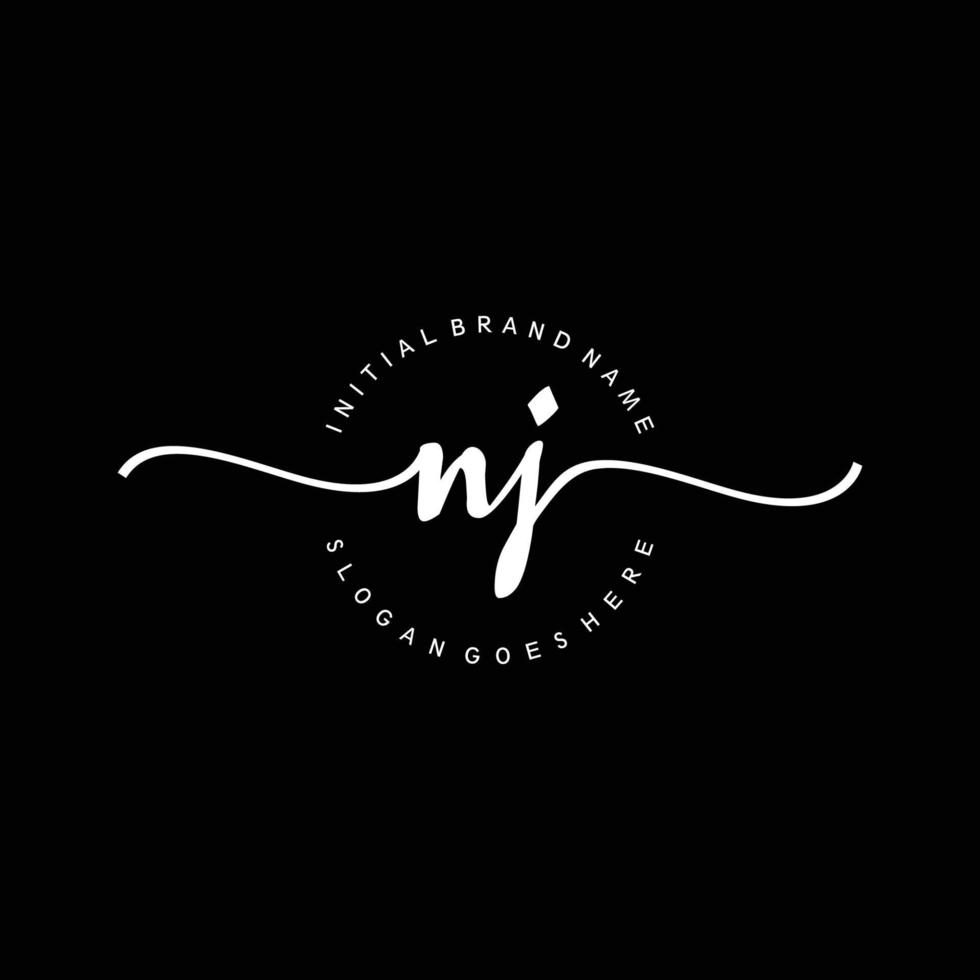 Initial NJ handwriting logo template vector