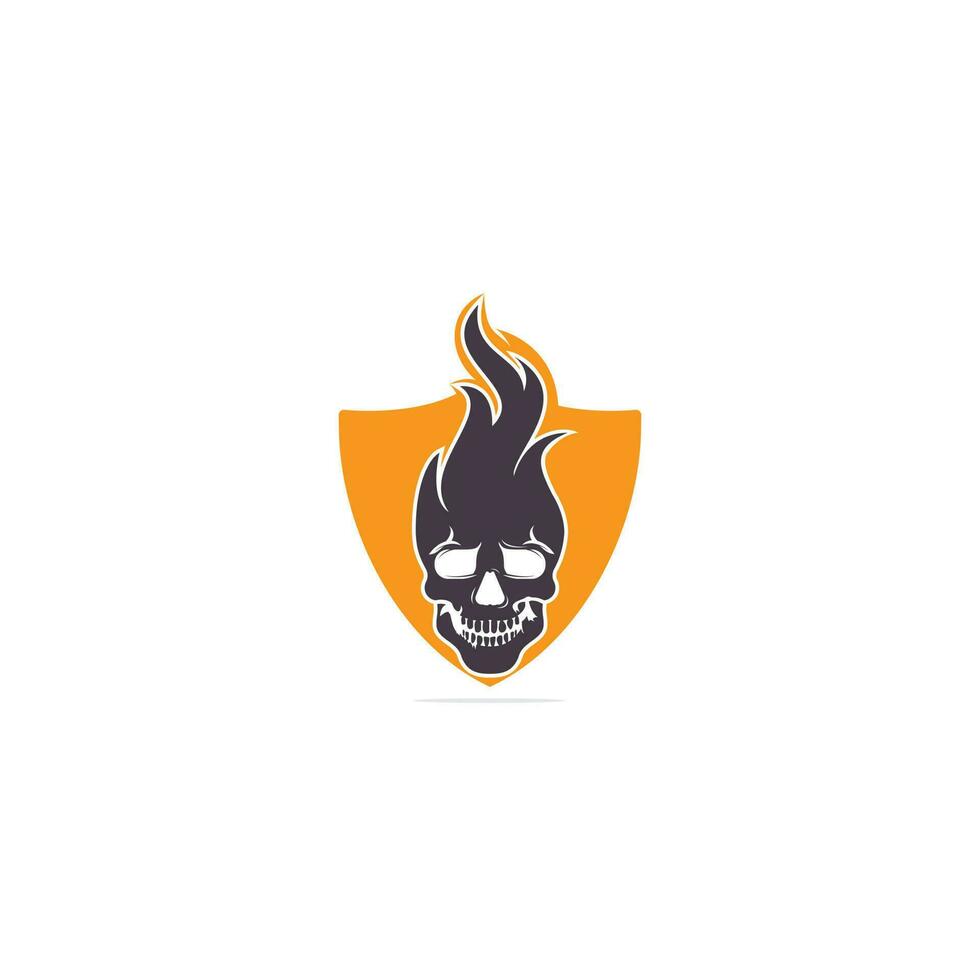 Skull with flames vector logo design. Cool tattoo or logo design.