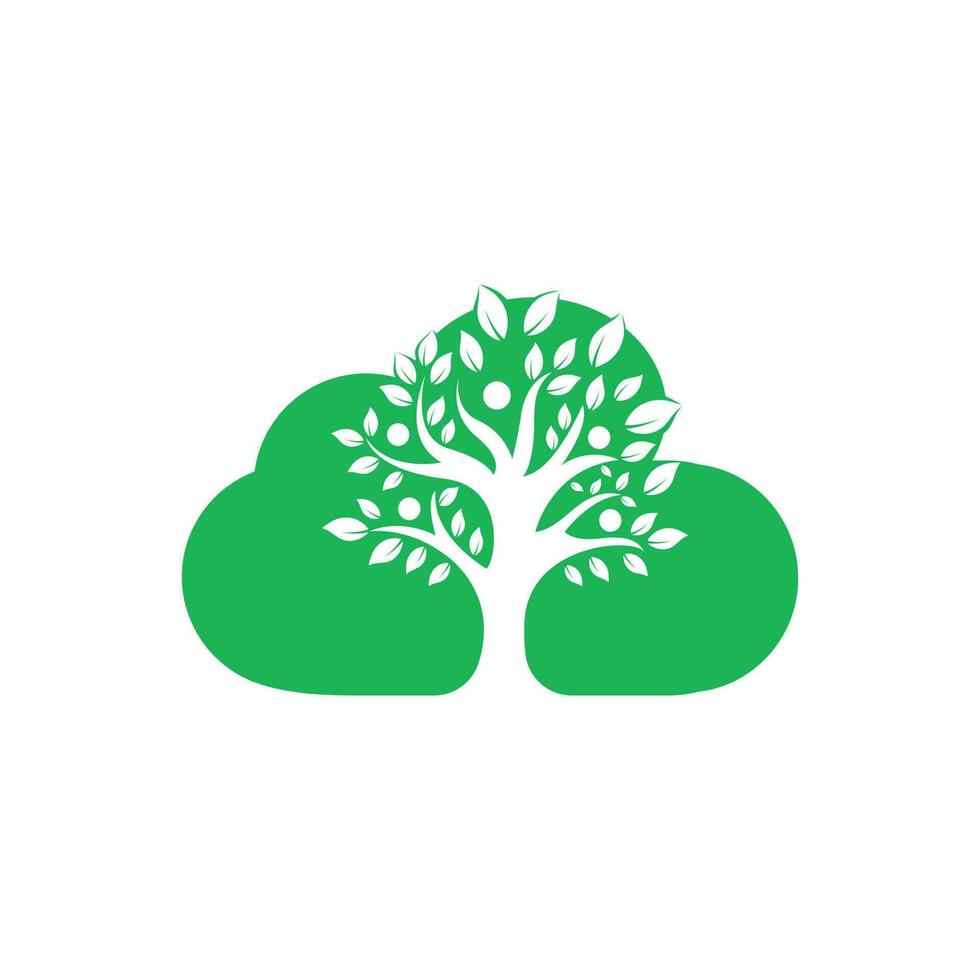 diseño del logotipo del árbol de nubes de personas. signo y símbolo del árbol genealógico. vector