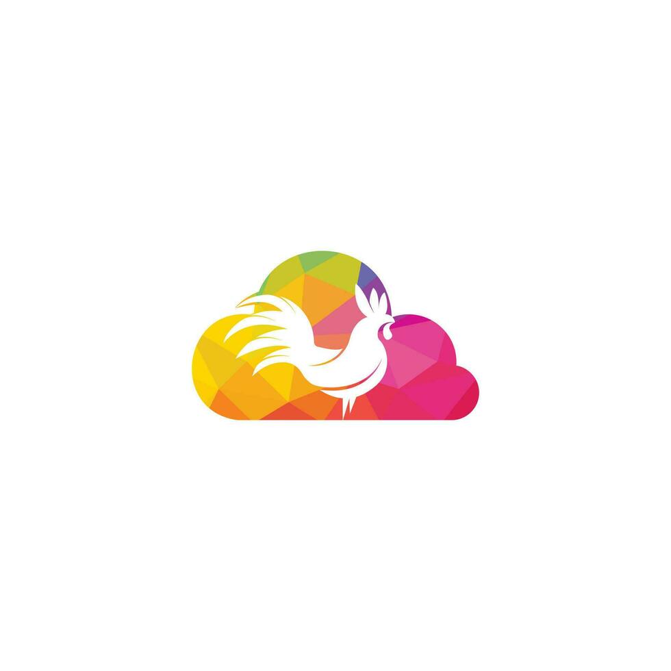 Rooster and cloud vector logo design.