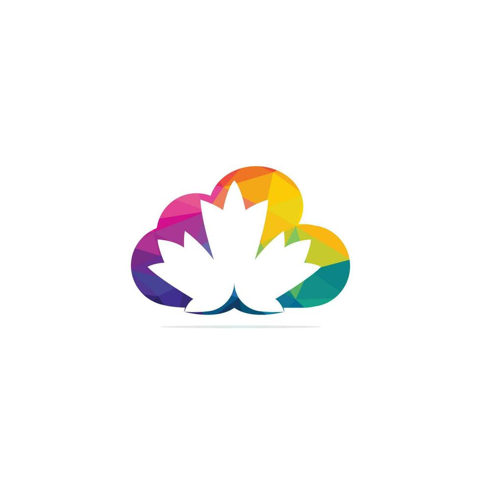 Cloud and Maple leaf Canada logo design. vector