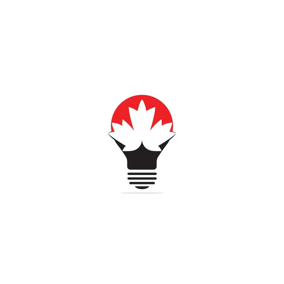 Light bulb with maple leaf logo design. Maple leaf energy vector logo design. Canada sign.