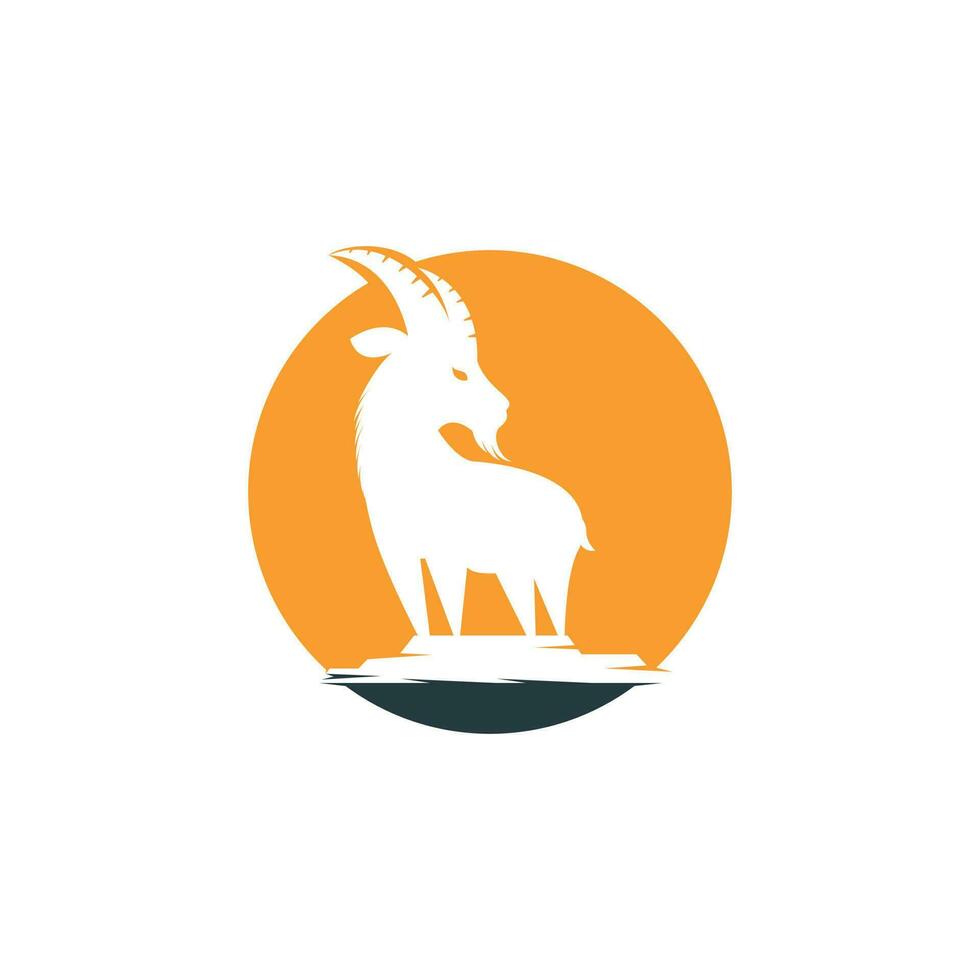 Goat Simple Logo Template Design. Mountain goat vector logo design.