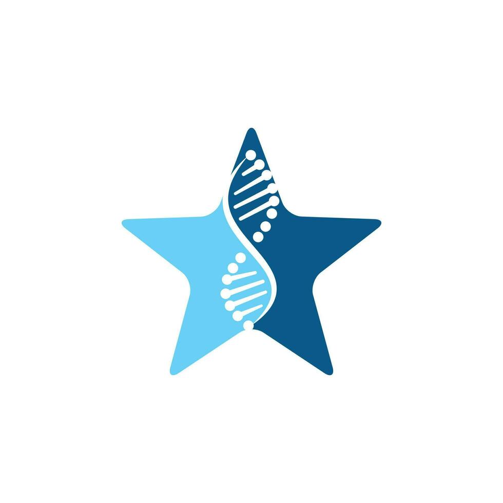 Science genetics and star vector logo design. Genetic analysis, research biotech code DNA. Biotechnology genome chromosome.