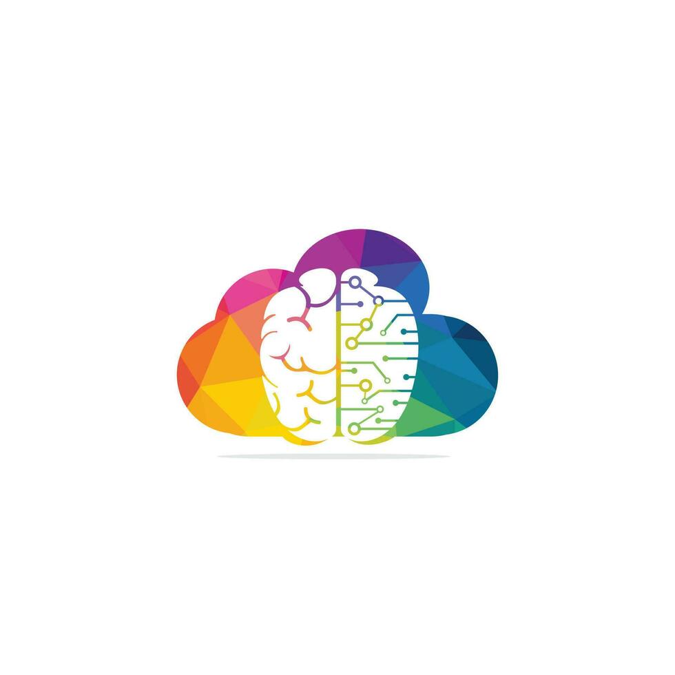 icono de vector de diseño de logotipo de cerebro de nube. logotipo del cerebro digital.