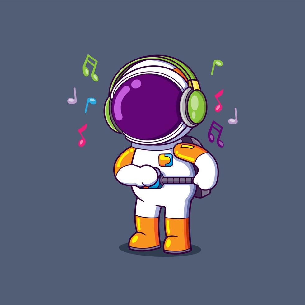 el astronauta está escuchando y bailando con la música hip hop vector