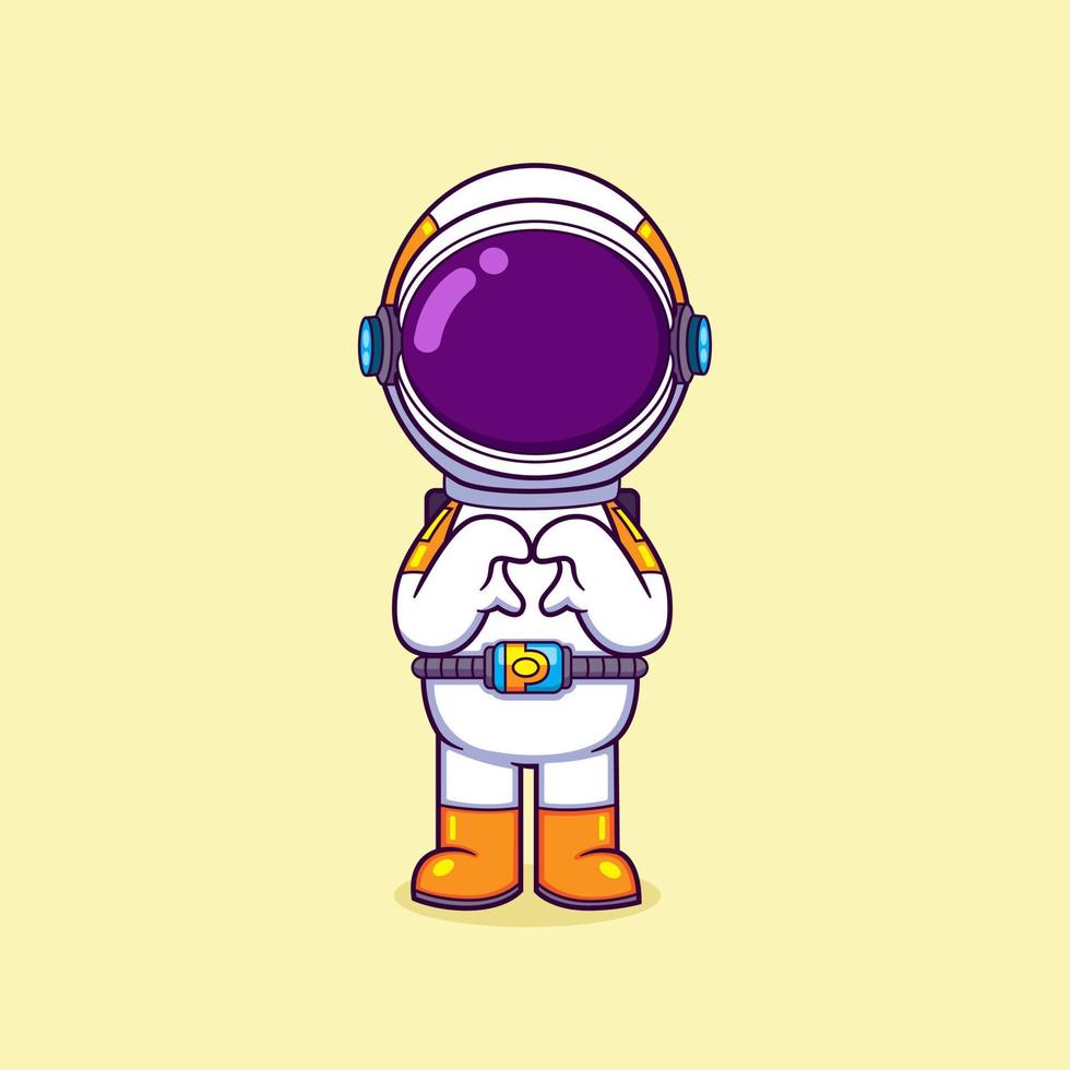 The cute astronaut is giving the love sign with the happy expression vector