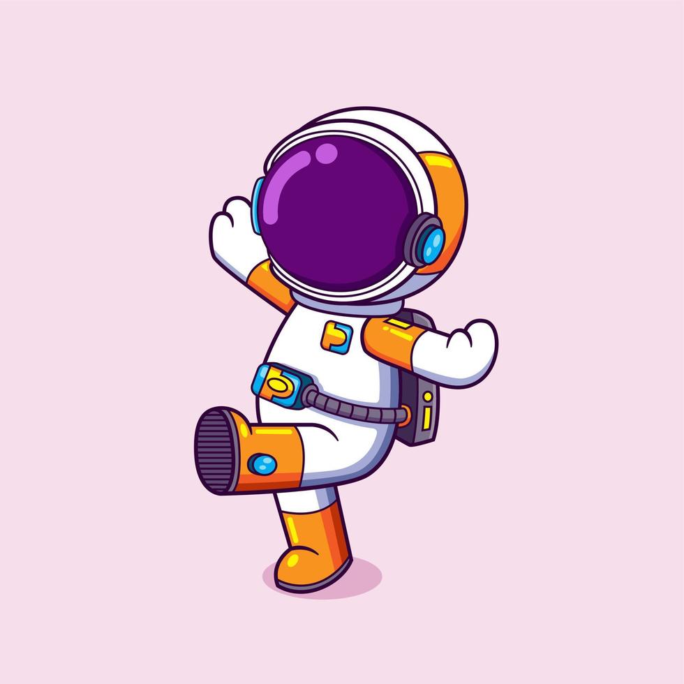 The happy astronaut is walking around while doing some action vector