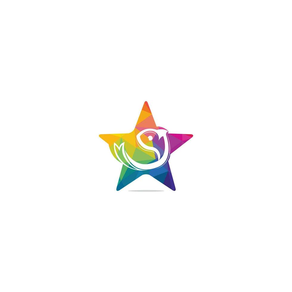 Fish icon in star shape for logo design. vector
