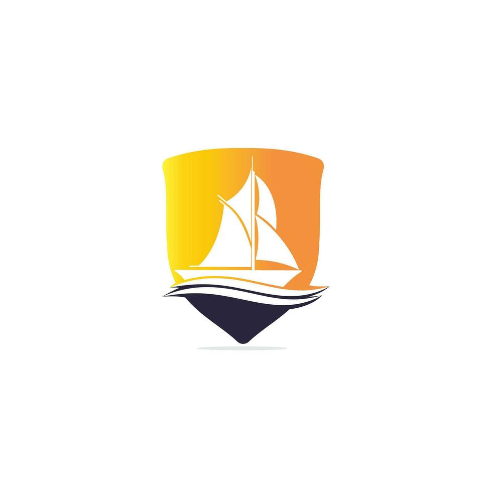 Yacht logo design. Yachting club or yacht sport team vector logo design. Marine travel adventure or yachting championship or sailing trip tournament.