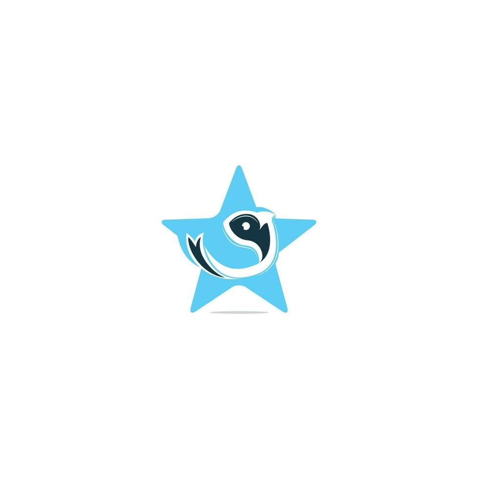 Fish icon in star shape for logo design. vector