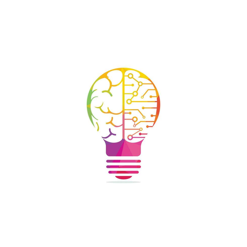 Bulb and brain logo design. Creative light bulb idea brain vector icon.