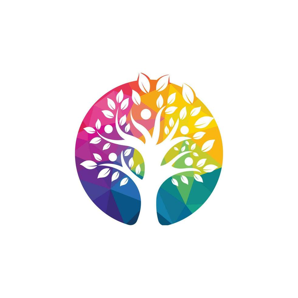 logotipo de la gente del árbol. diseño de logotipo de personas sanas. icono del logotipo de la vida humana del vector de árbol de personas abstractas.