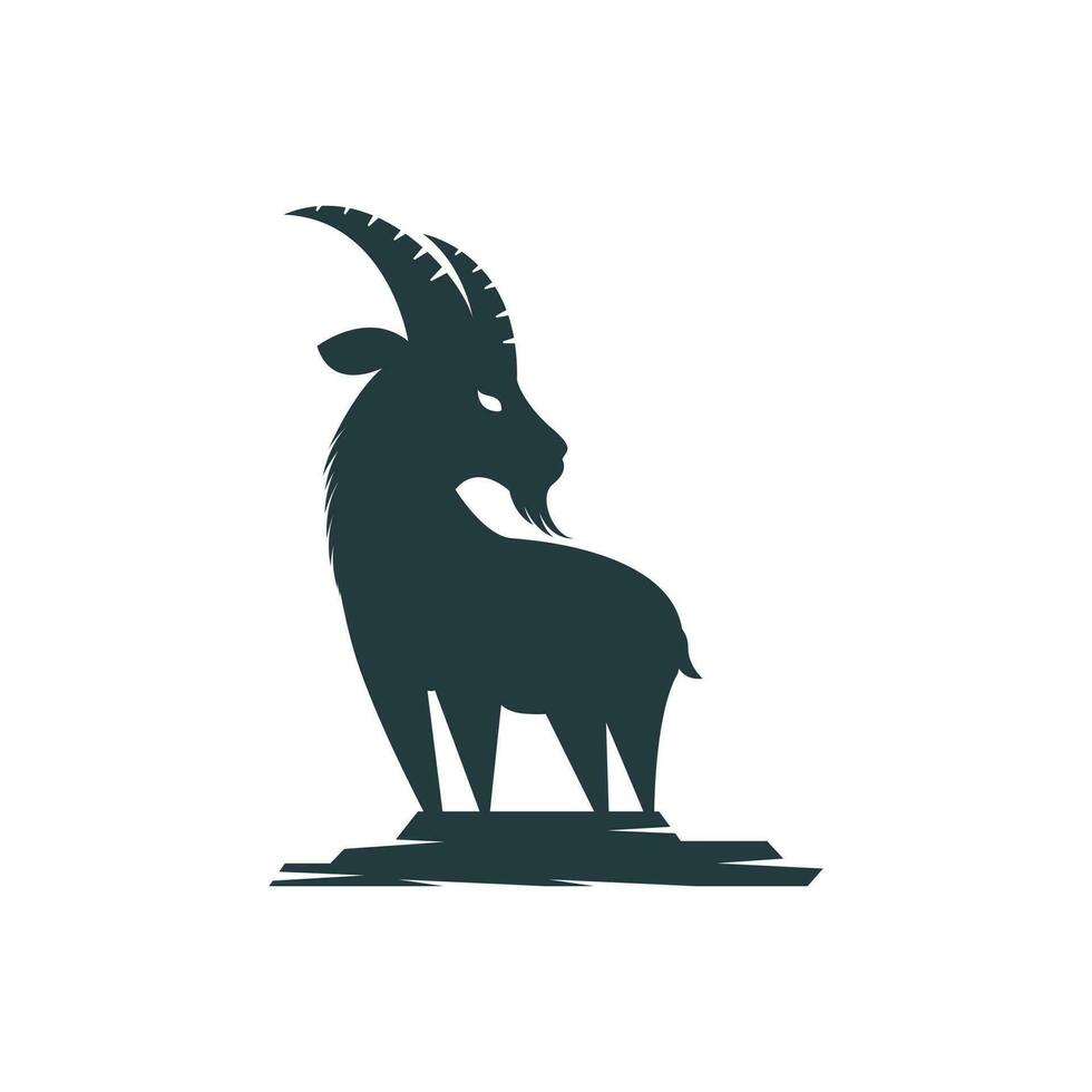Goat Simple Logo Template Design. Mountain goat vector logo design.