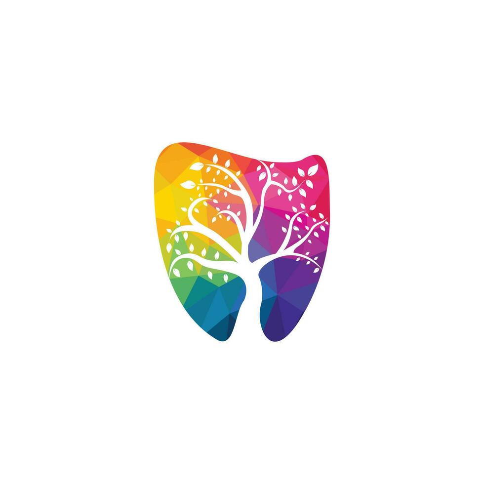 Dental health clinic logo design. Tooth tree vector logo design.