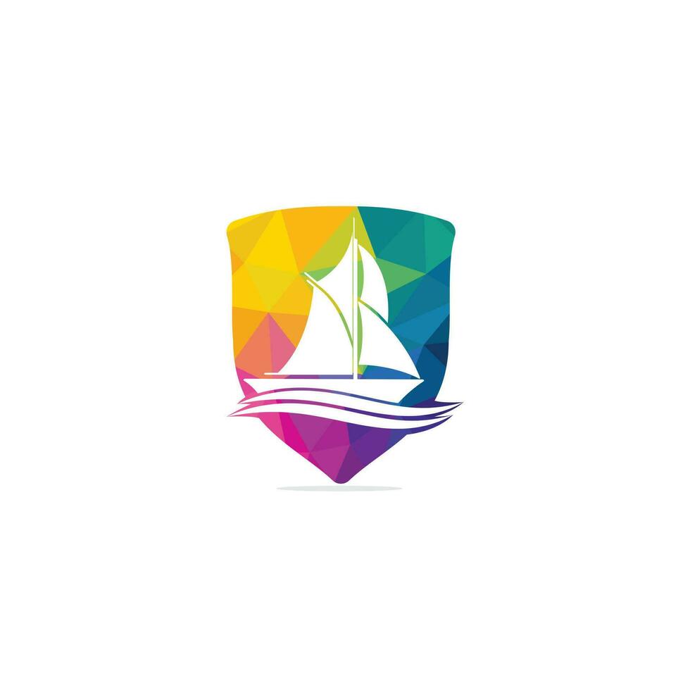 Yacht logo design. Yachting club or yacht sport team vector logo design. Marine travel adventure or yachting championship or sailing trip tournament.