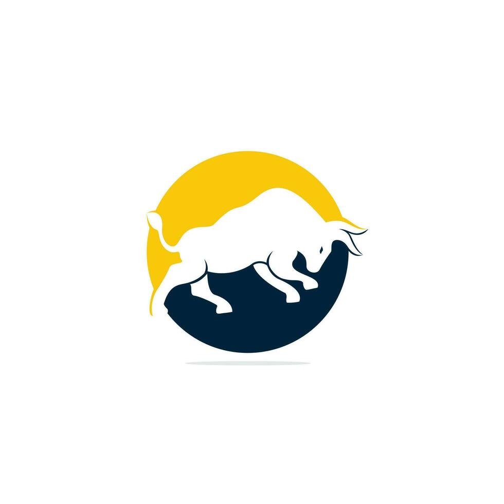Bull vector logo design. Simple animal vector logo design template.