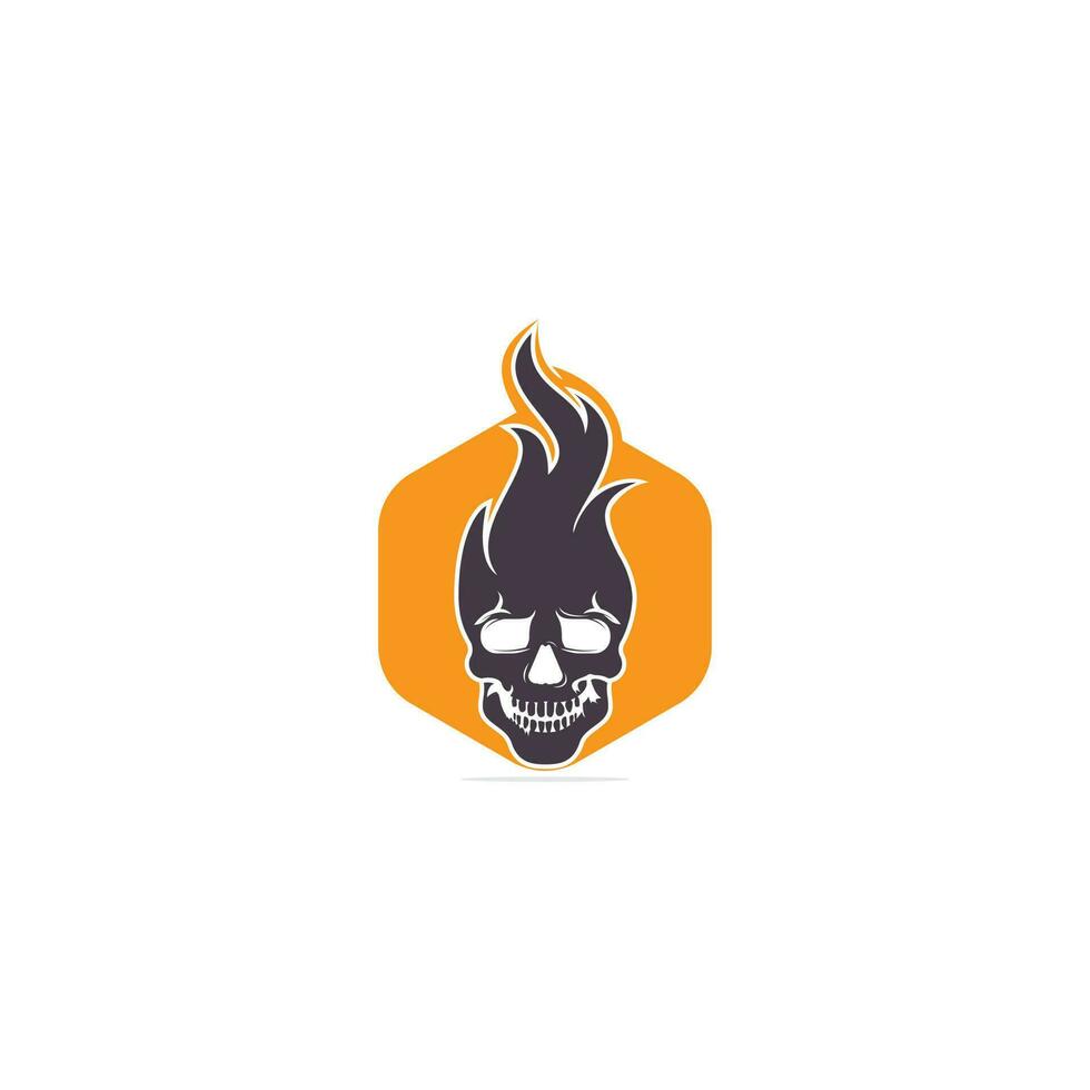 Skull with flames vector logo design. Cool tattoo or logo design.