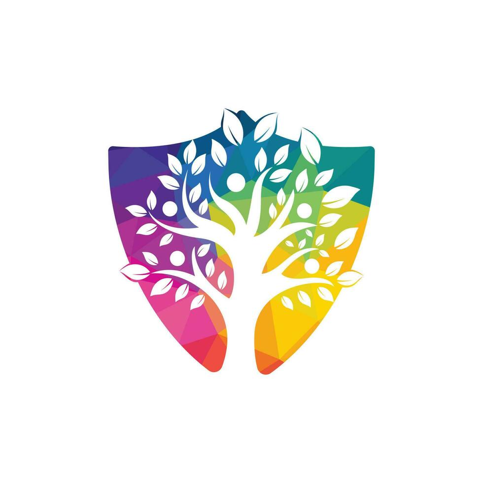 logotipo de la gente del árbol. diseño de logotipo de personas sanas. icono del logotipo de la vida humana del vector de árbol de personas abstractas.