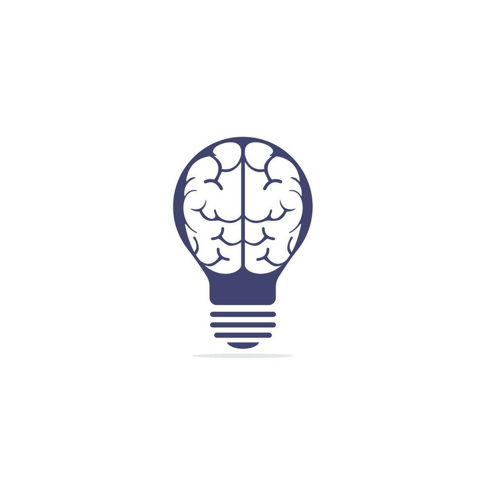 diseño de logotipo de bulbo y cerebro. icono de vector de cerebro de idea de bombilla creativa.