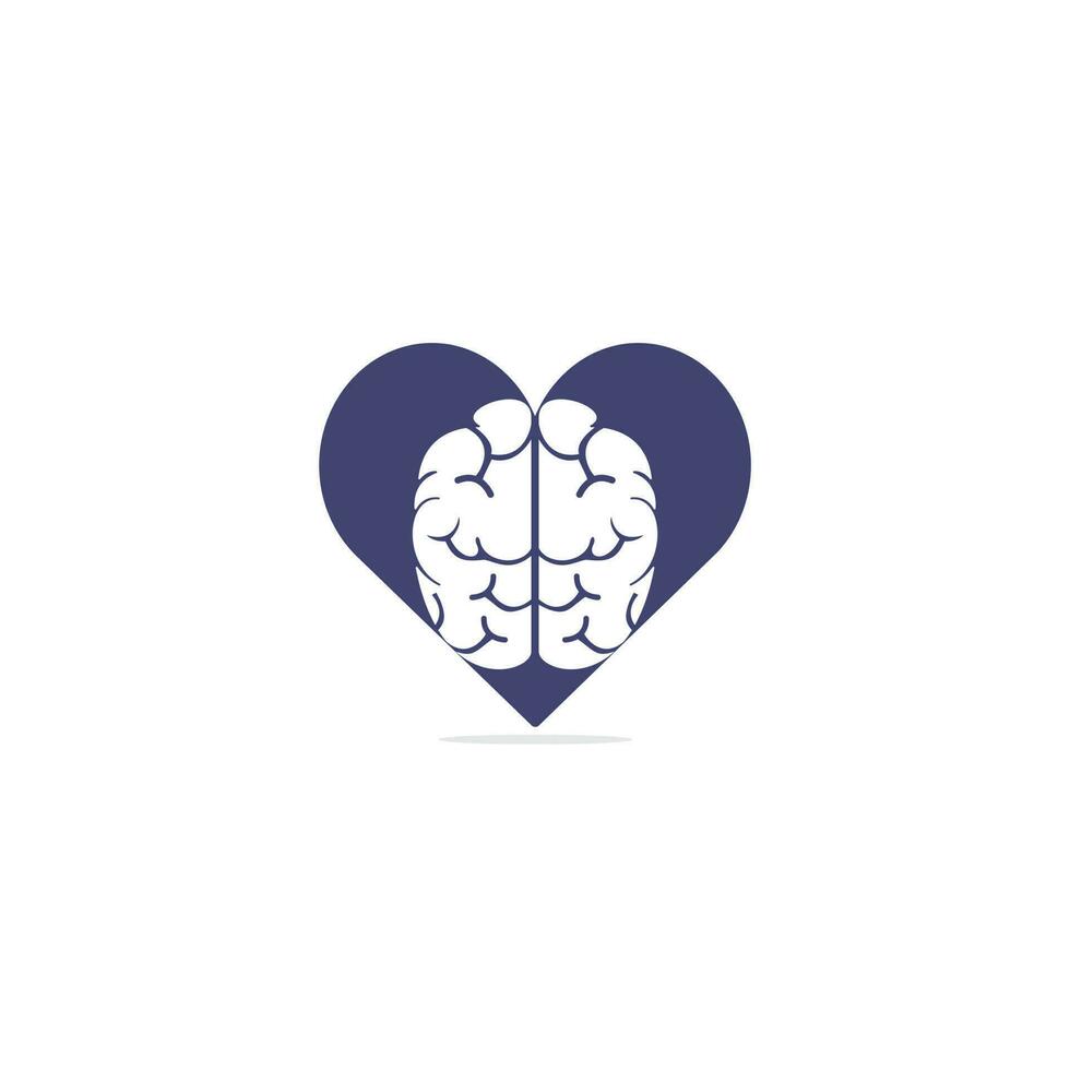 Creative brain heart shape logo design. Think idea concept. Brainstorm power thinking brain Logotype icon. vector