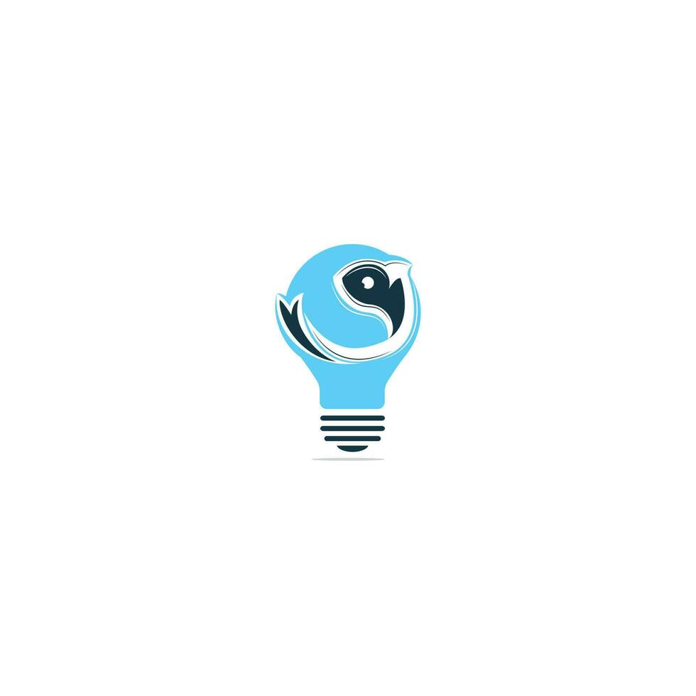 Fish and bulb vector logo design. Fish and bulb lamp icon simple sign. Creative fishing business idea concept.
