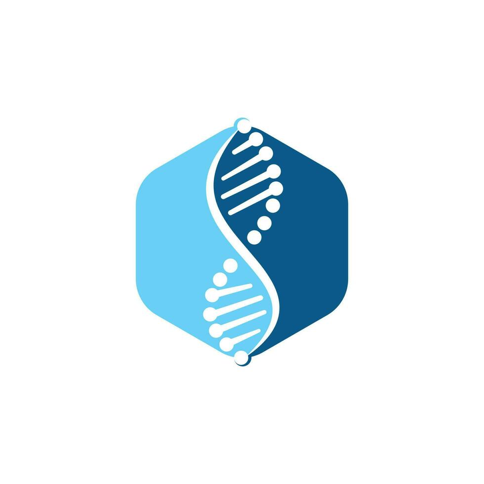 Science genetics vector logo design. Genetic analysis, research biotech code DNA. Biotechnology genome chromosome.