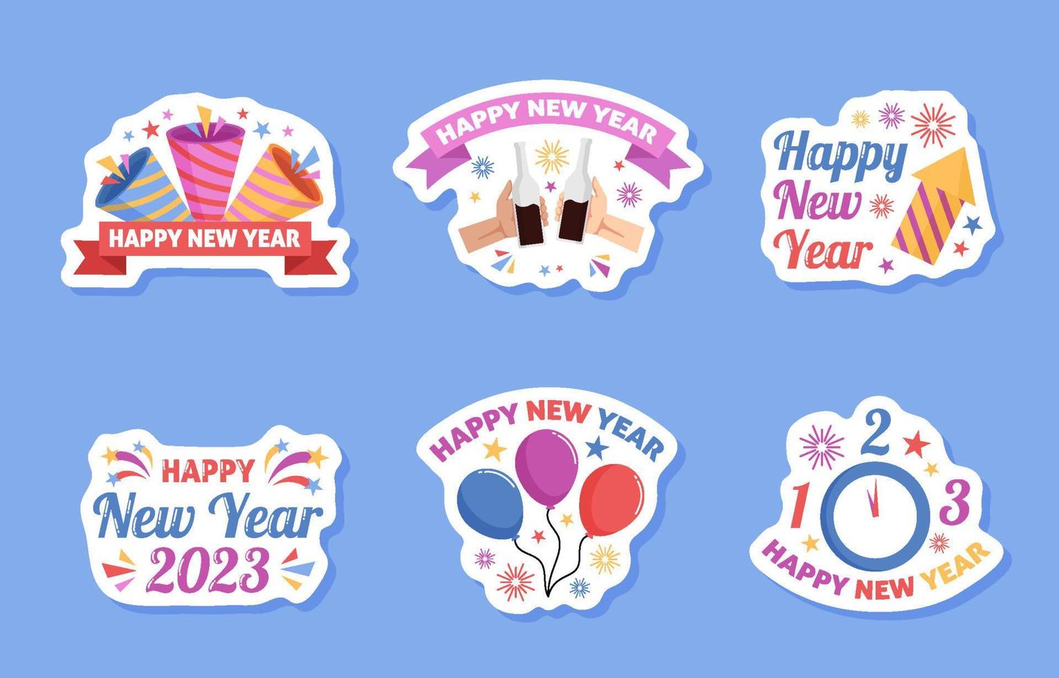 New Year Greeting Stickers Set vector