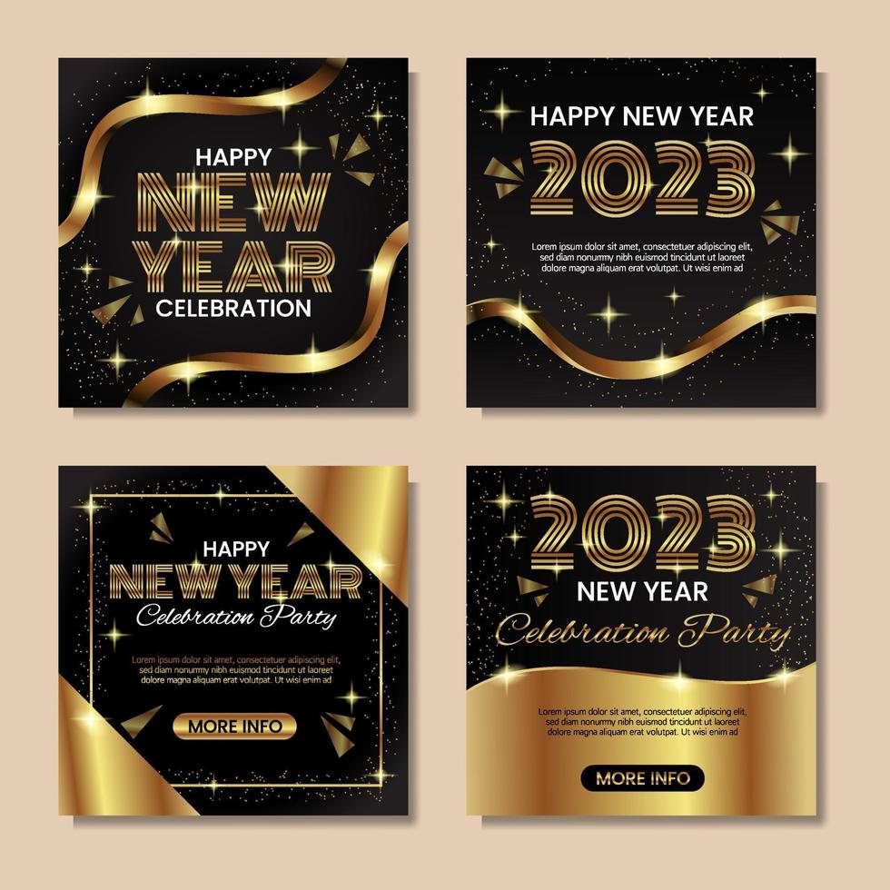 Happy New Year Social Media Post Template vector