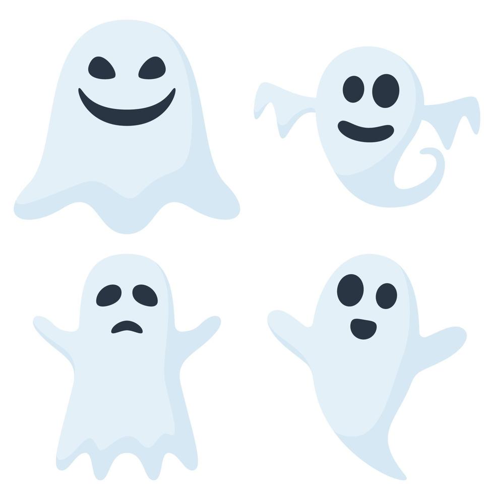 conjunto de fantasma aislado sobre fondo blanco vector