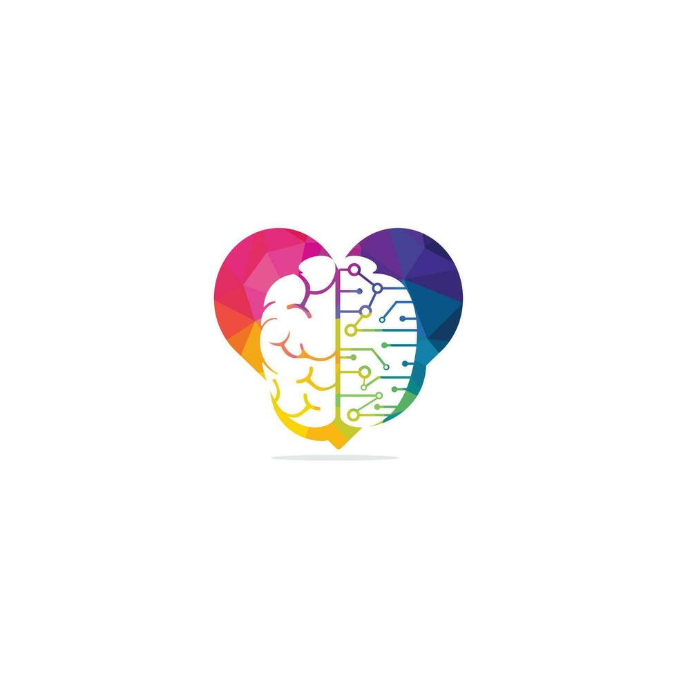 diseño creativo del logo en forma de corazón cerebral. Lluvia de ideas sobre el logotipo del cerebro de pensamiento de poder. vector