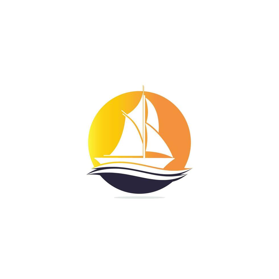 Yacht logo design. Yachting club or yacht sport team vector logo design. Marine travel adventure or yachting championship or sailing trip tournament.