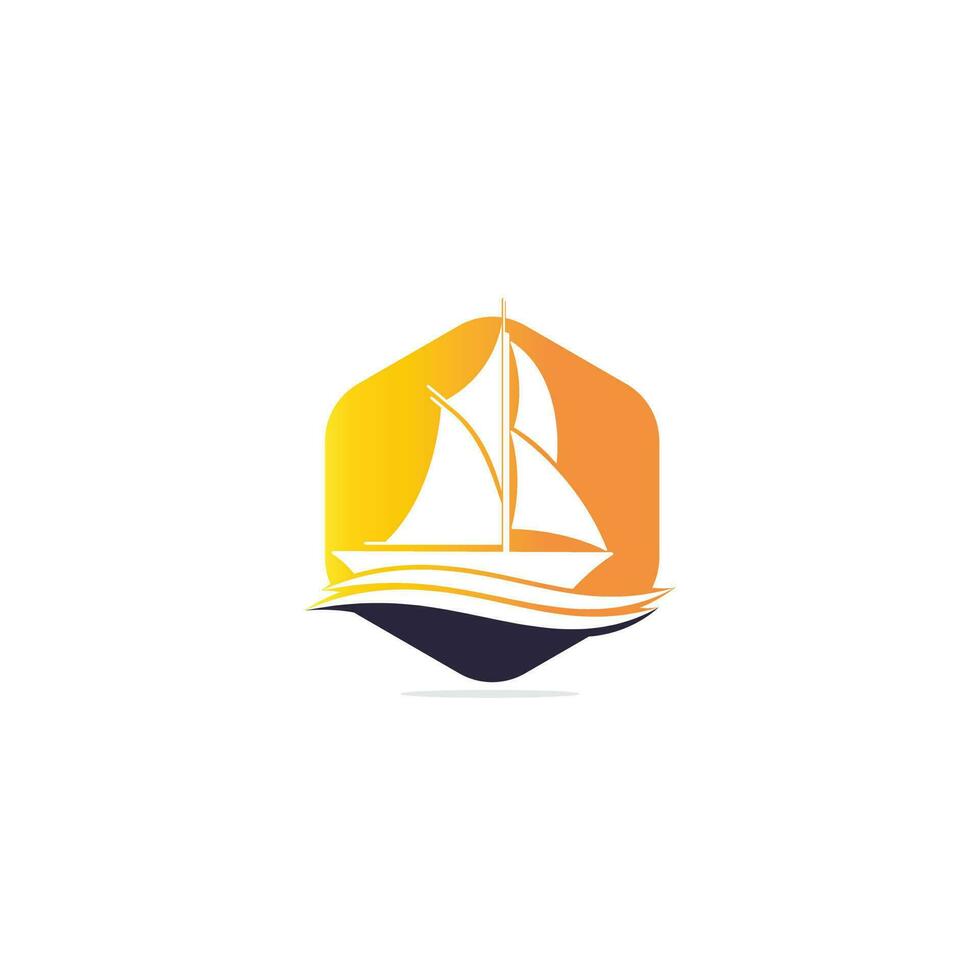 Yacht logo design. Yachting club or yacht sport team vector logo design. Marine travel adventure or yachting championship or sailing trip tournament.