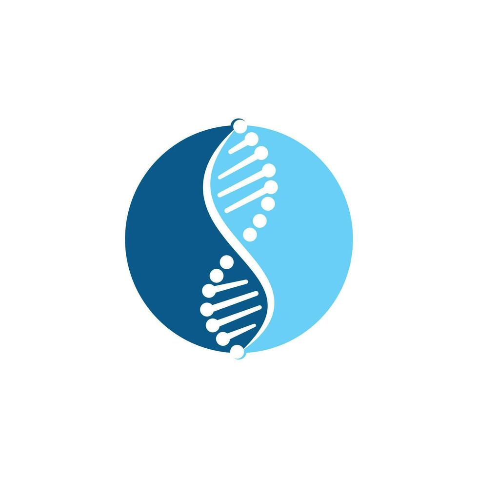 diseño del logotipo del vector de genética científica. análisis genético, investigación código biotecnológico adn. cromosoma del genoma biotecnológico.