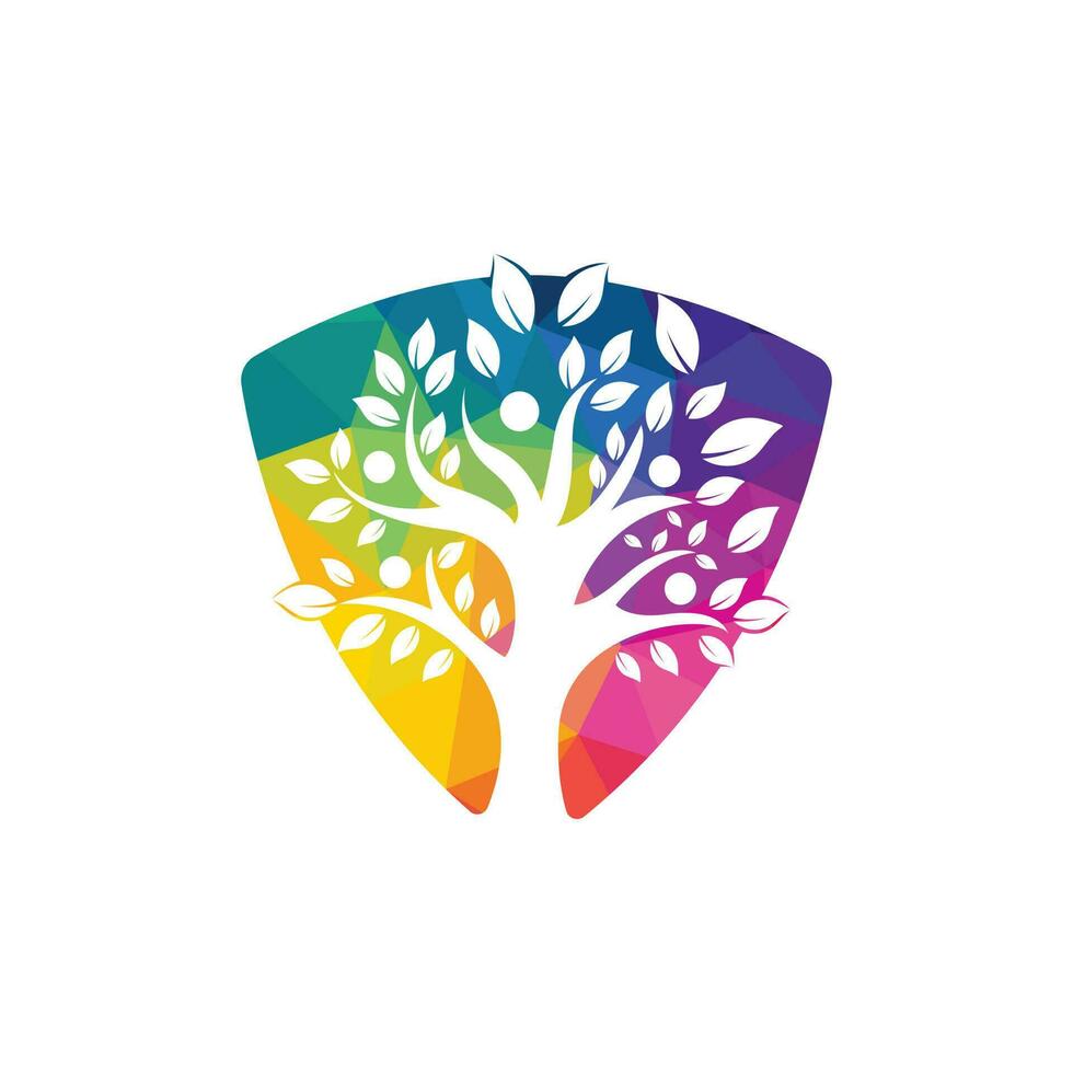 logotipo de la gente del árbol. diseño de logotipo de personas sanas. icono del logotipo de la vida humana del vector de árbol de personas abstractas.