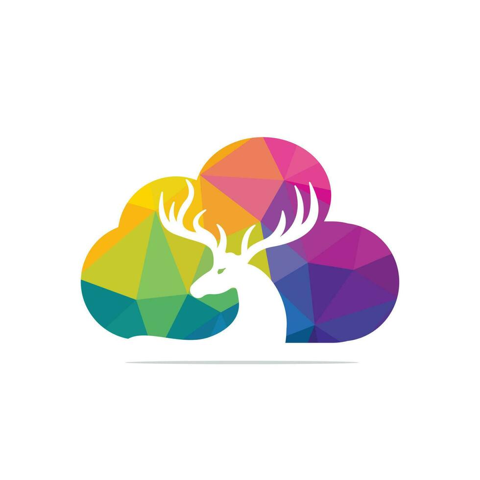 Deer cloud shape vector logo design.