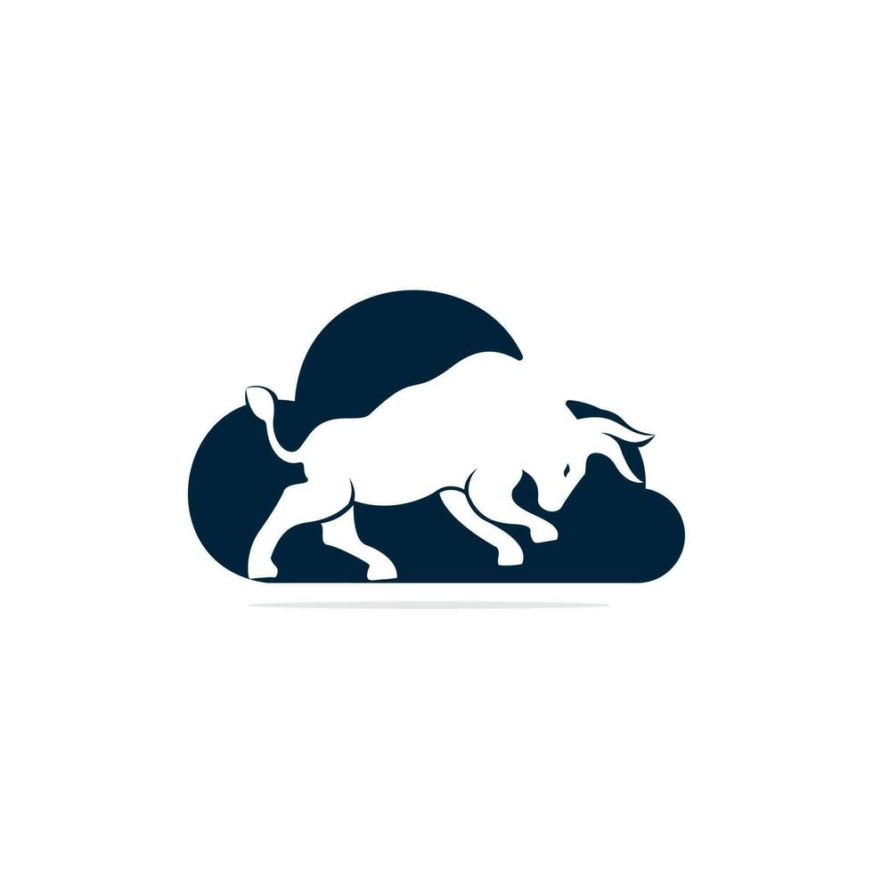 diseño de logotipo vectorial en forma de nube de toro. plantilla de diseño de logotipo de vector animal simple.