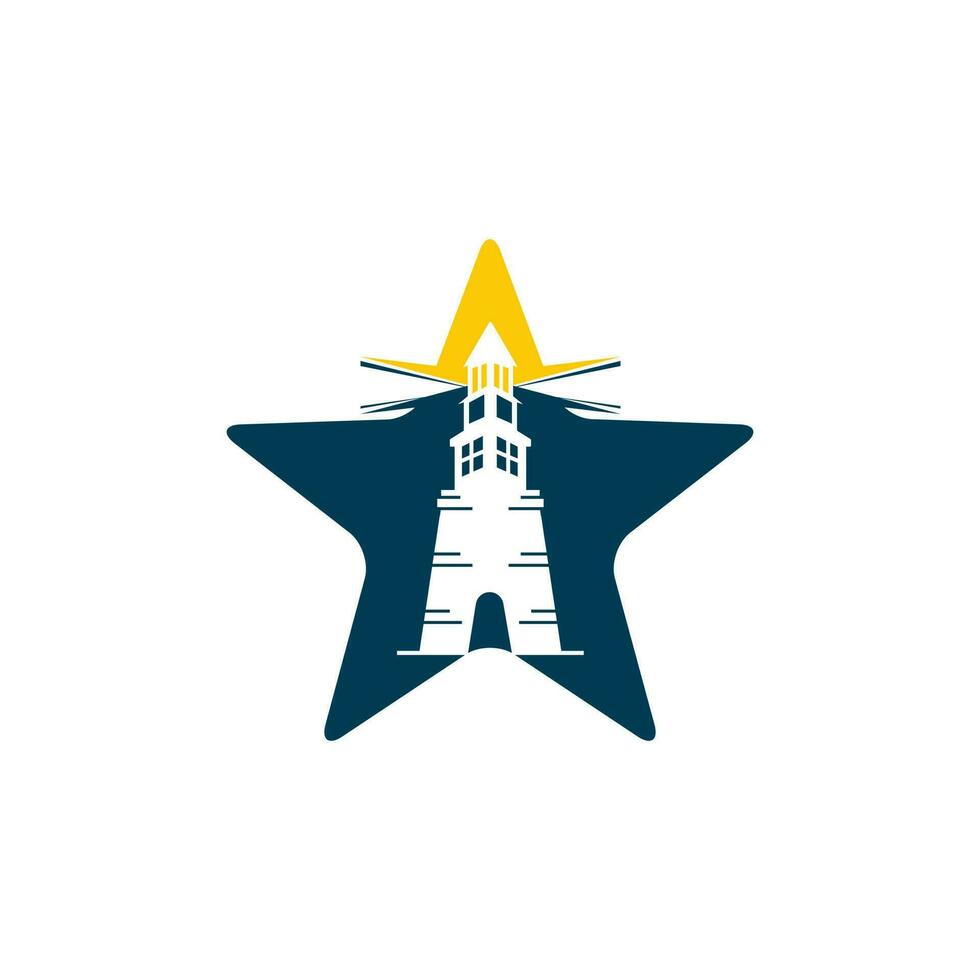 Lighthouse and star vector logo design. Lighthouse icon logo design vector template illustration.