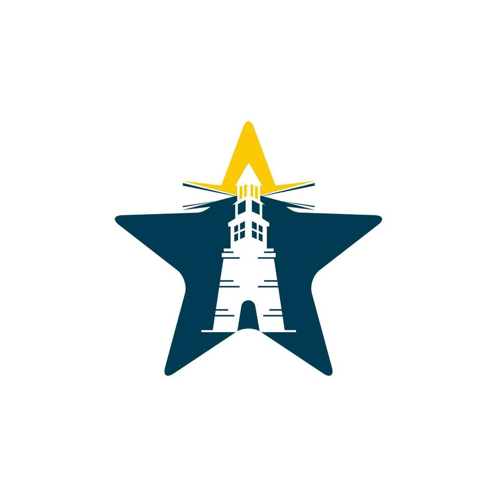 Lighthouse and star vector logo design. Lighthouse icon logo design vector template illustration.